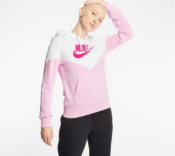 Nike Sportswear Heritage Hoodie Pink Rise/ White/ Fire Pink