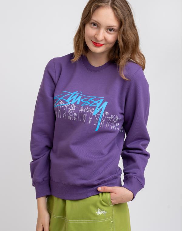 Stüssy People Stripe Crew Purple XS