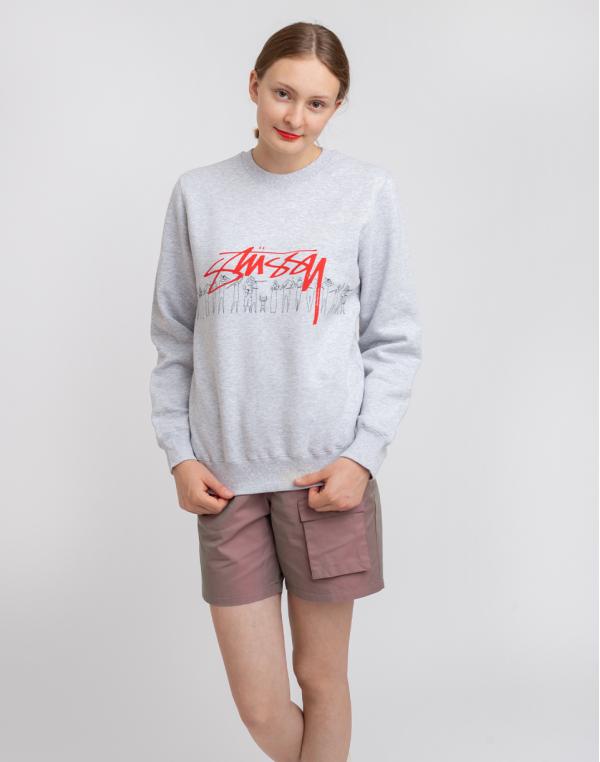 Stüssy People Stripe Crew Ash Heather XS