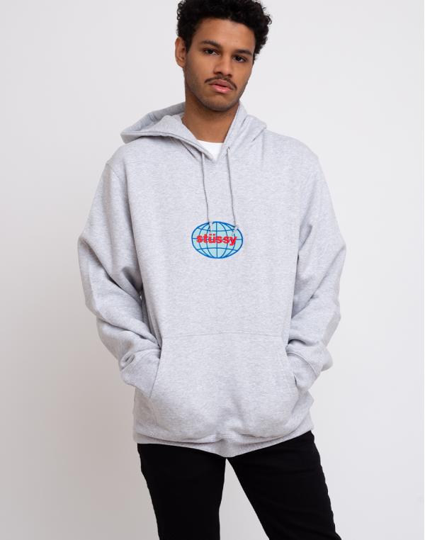 Stüssy Global App. Hood Ash Heather S
