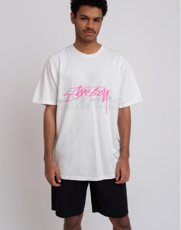 Stüssy People Stripe Pig. Dyed Tee Natural M