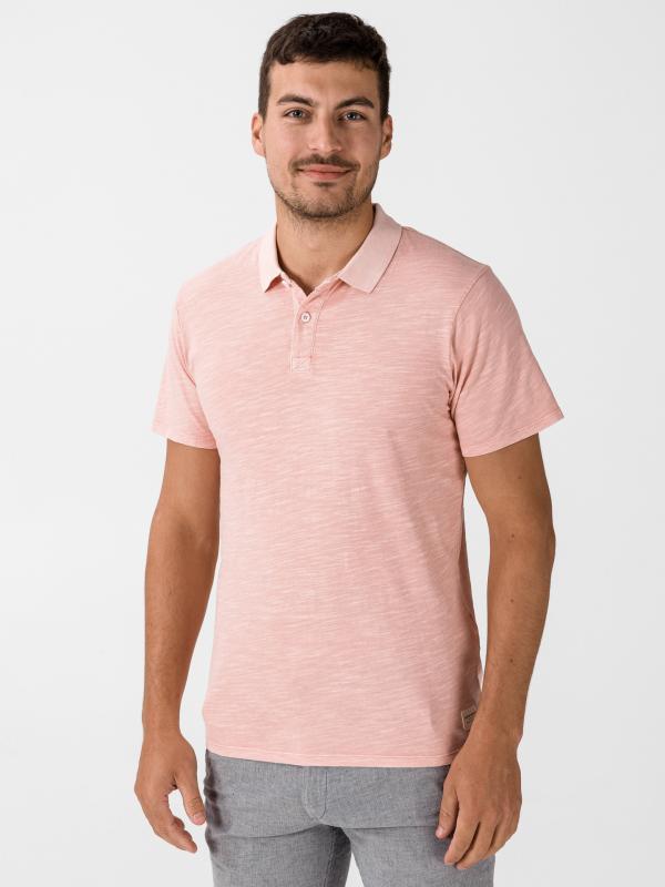 New Overdyed Polo triko Jack & Jones Růžová