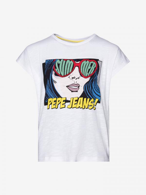 Peppermint Pop Art Triko dětské Pepe Jeans Bílá