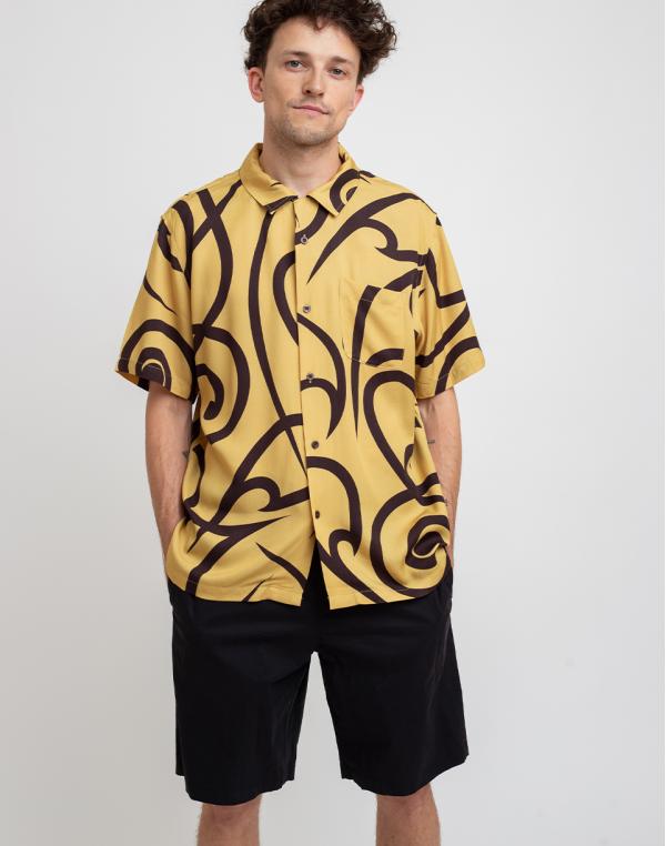 Stüssy Tribal Pattern Shirt Mustard M