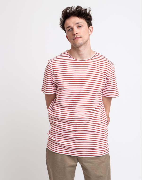 Wax London Duval T-Shirt Orange/White Stripe M