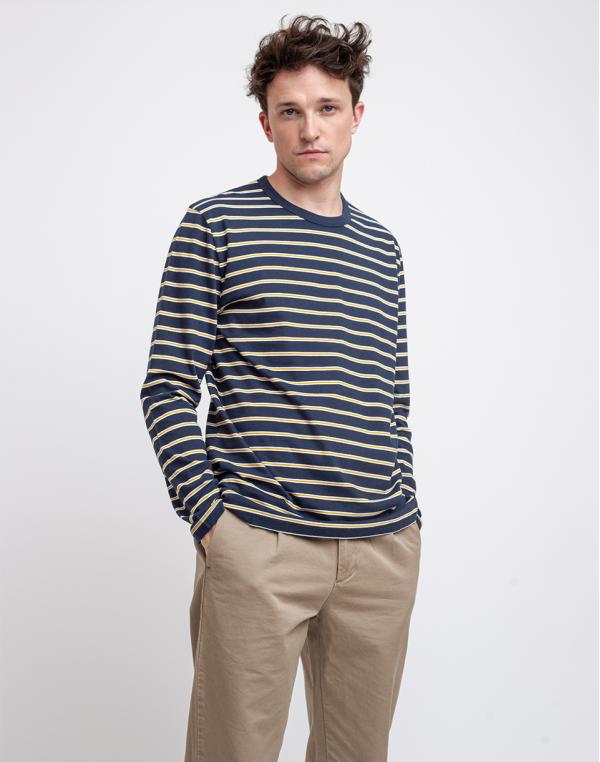 Wax London Ridley Ls Tee Navy/Mustard/White S