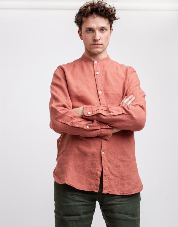 Wax London Watchet Shirt Redwood Linen M