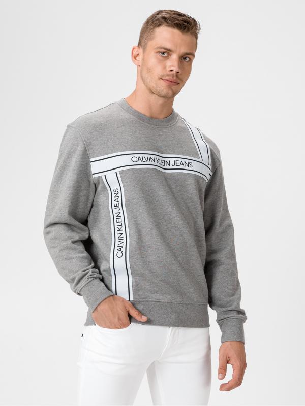 Logo Tape Mikina Calvin Klein Šedá