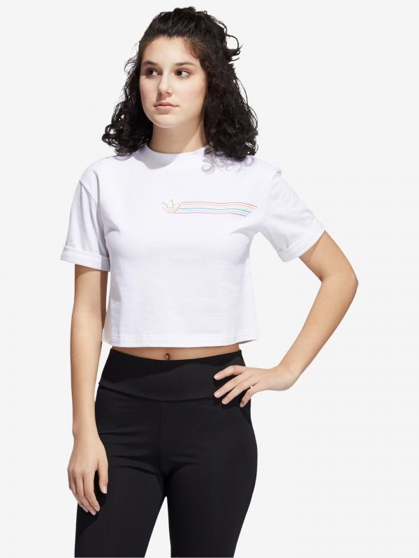 Pride Linear Cropped Triko adidas Originals Bílá