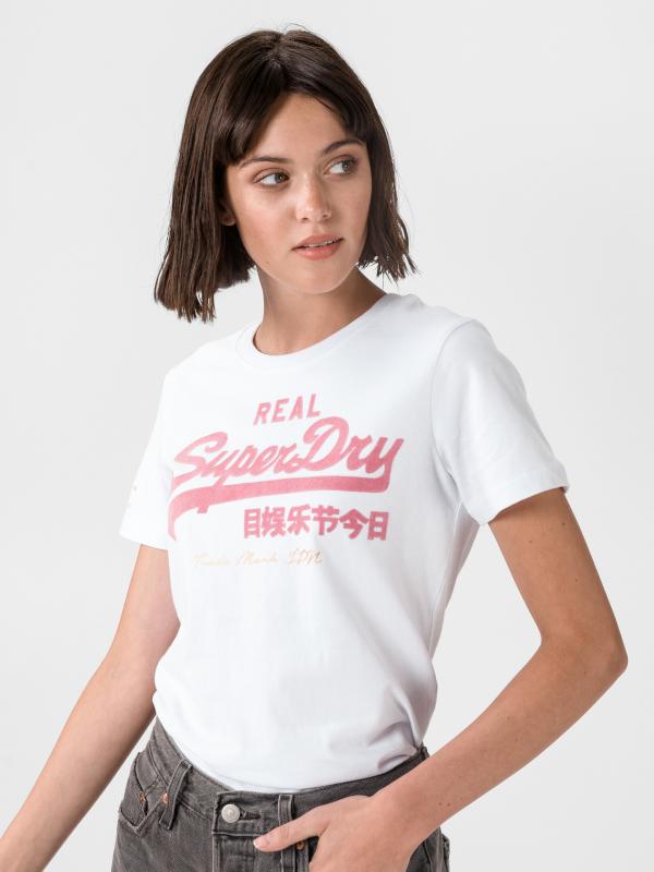 Logo Flock Script Triko SuperDry Bílá