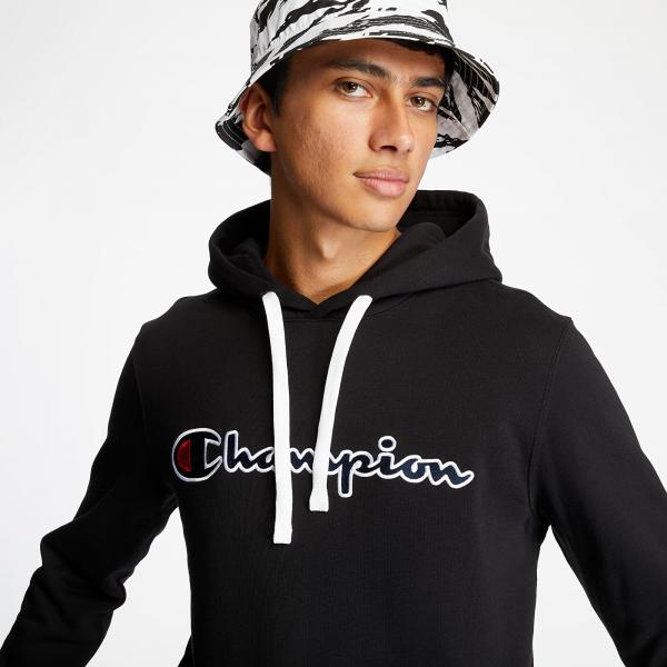 Champion Logo Terry Hoodie Black