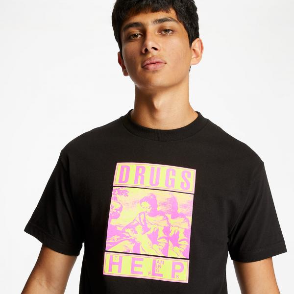 PLEASURES Drugs Help Tee Black