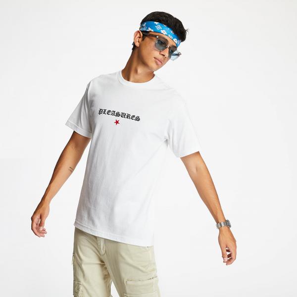 PLEASURES Shine EMB Tee White
