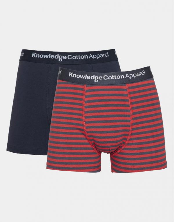 Knowledge Cotton Maple 2 Pack Striped Underwear 1017 Pompeain Red S