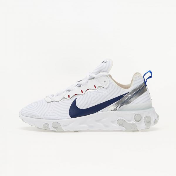 Nike React Element 55 White/ Midnight Navy-Bright Blue