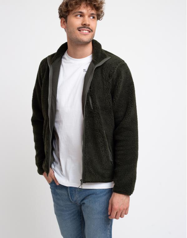 Knowledge Cotton Elm Zip Teddy Fleece Sweat 1090 Forrest Night M