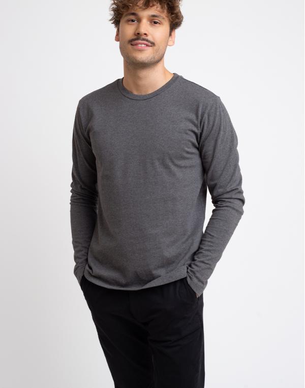 Knowledge Cotton Walnut Heavy Long Sleeve 1073 Dark Grey Melange S