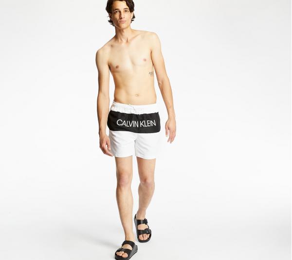 Calvin Klein Medium Drawstring Swim Shorts Classic White