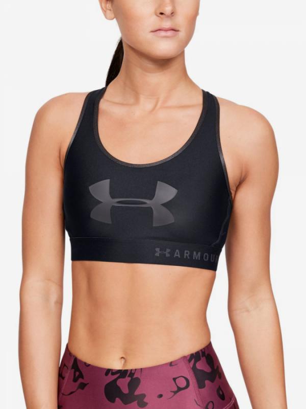 Kompresní podprsenka Under Armour Mid Keyhole Graphic-Blk Černá
