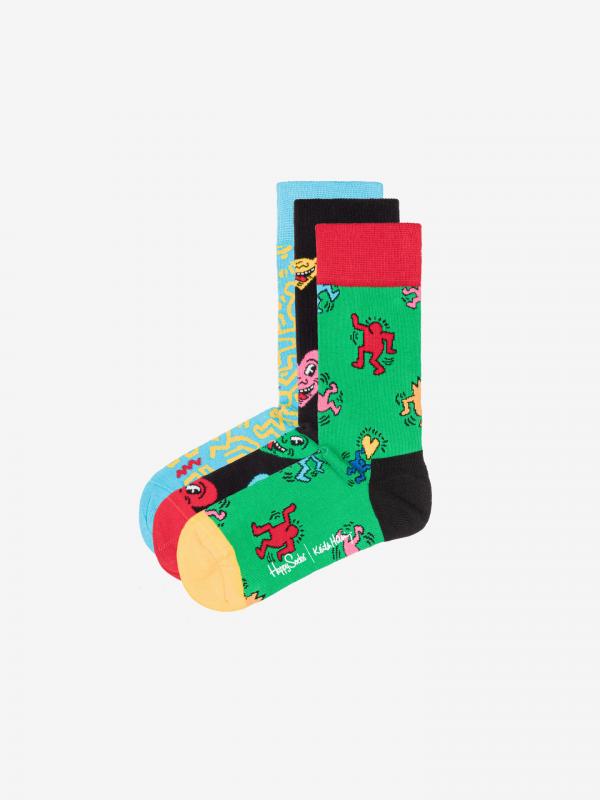 Keith Haring Ponožky 3 páry Happy Socks Černá