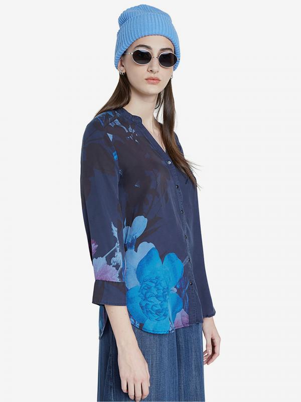 Tencel Floral Halenka Desigual Modrá