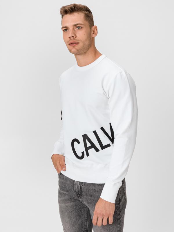 Strech Logo Crew Mikina Calvin Klein Bílá