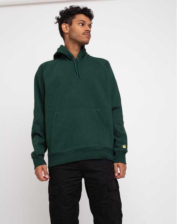 Carhartt WIP Hooded Chase Sweat Bottle Green/Gold L