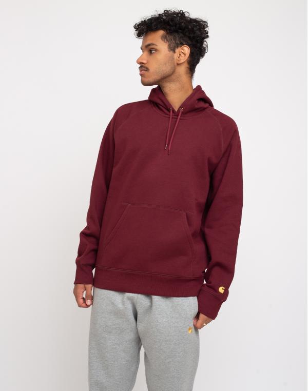Carhartt WIP Hooded Chase Sweat Bordeaux/Gold L