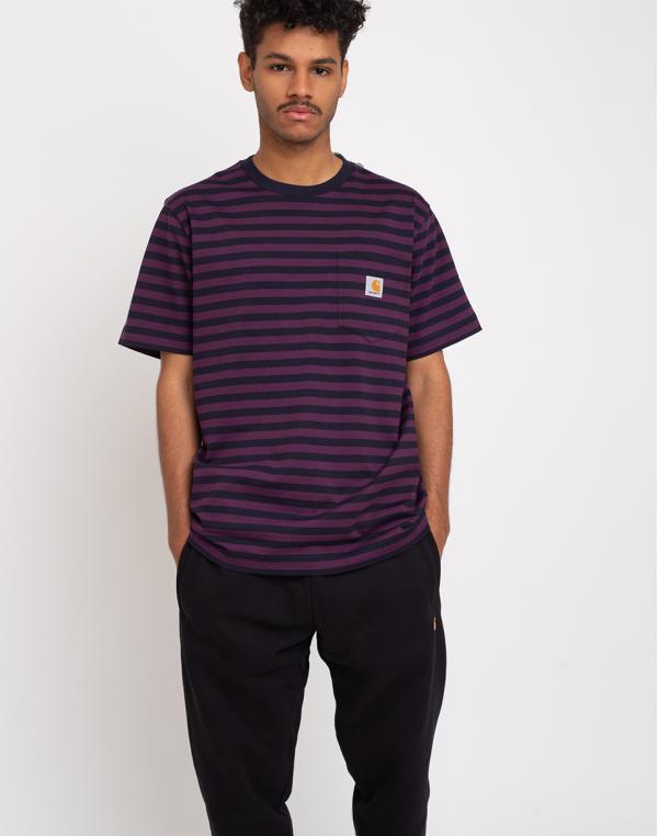 Carhartt WIP S/S Parker Pocket T-Shirt Parker Stripe/Dark Navy/Boysenberry L