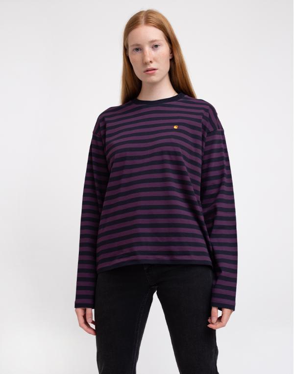 Carhartt WIP W' L/S Parker T-Shirt Parker Stripe/Dark Navy/Boysenberry stripe L