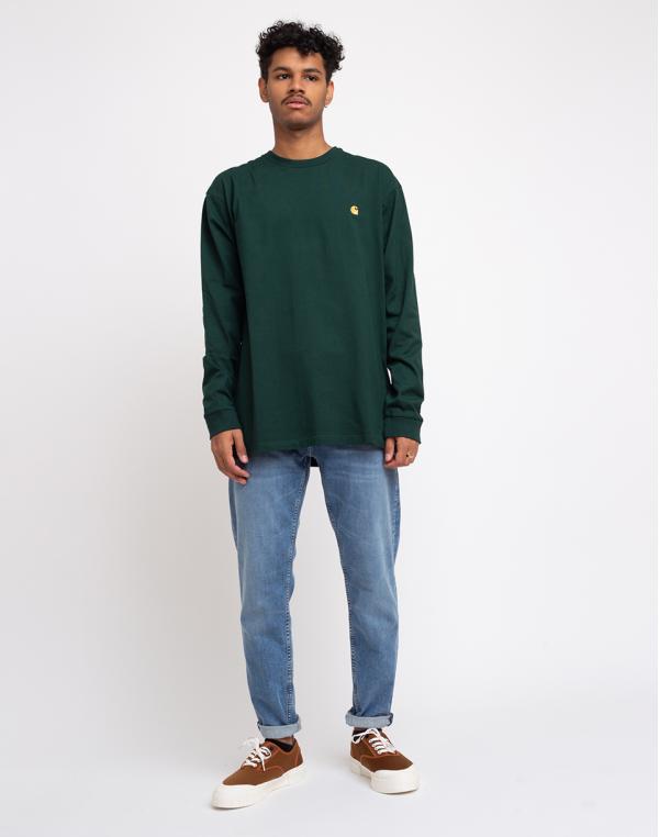 Carhartt WIP L/S Chase T-Shirt Bottle Green / Gold L