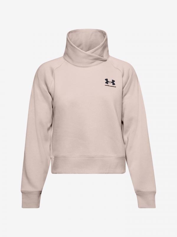 Rival Fleece Wrap Neck Mikina Under Armour Béžová