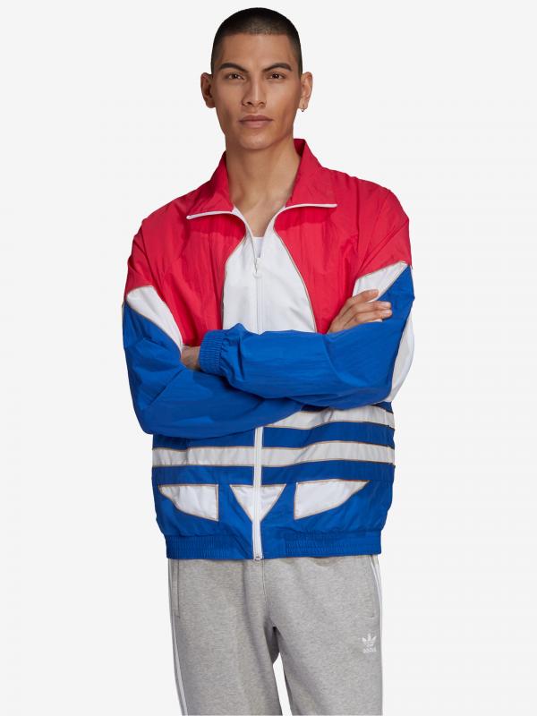Big Trefoil Outline Woven Colorblock Bunda adidas Originals Modrá