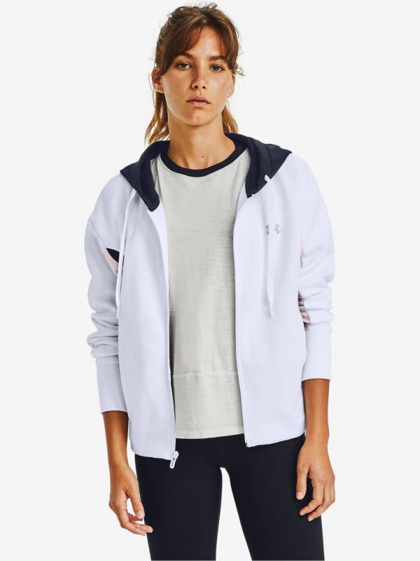 Rival Fleece Embroidered Full Zip Mikina Under Armour Bílá