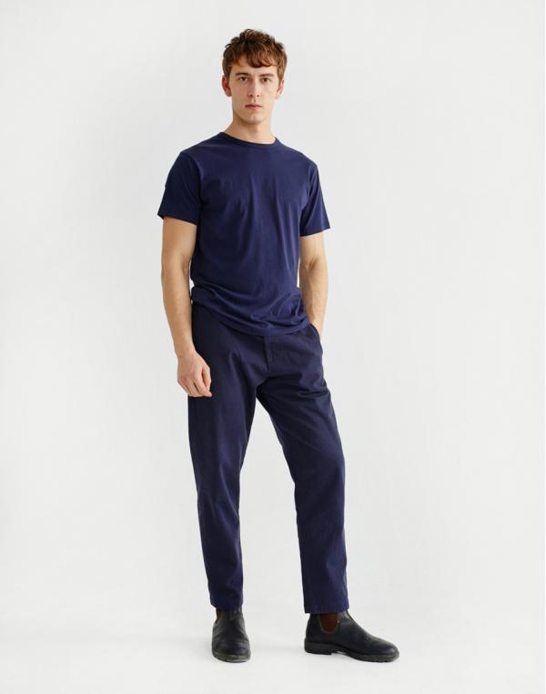 Thinking MU Basic Navy Hemp T-shirt Navy S