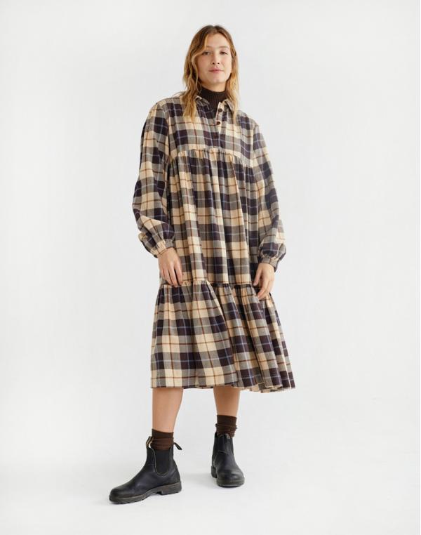 Thinking MU Big Checks Boho Dress Big Checks S
