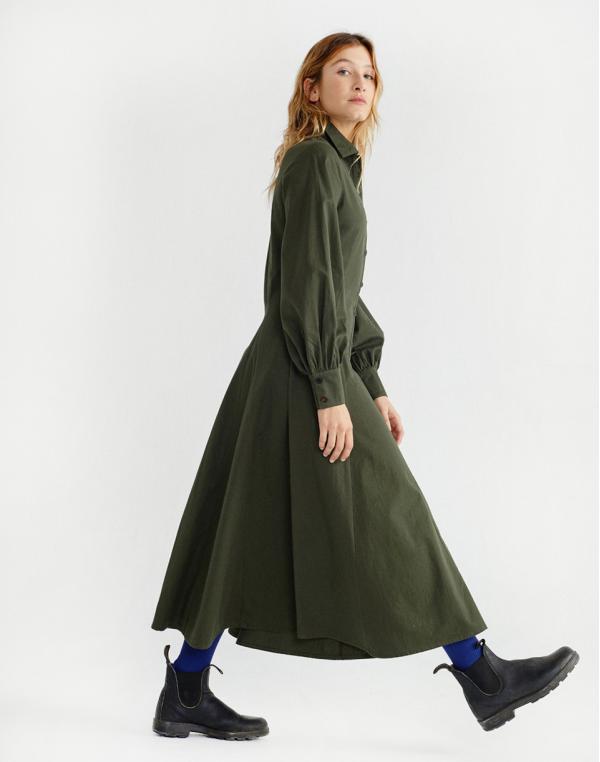 Thinking MU Green Freya Dress Dark Green S