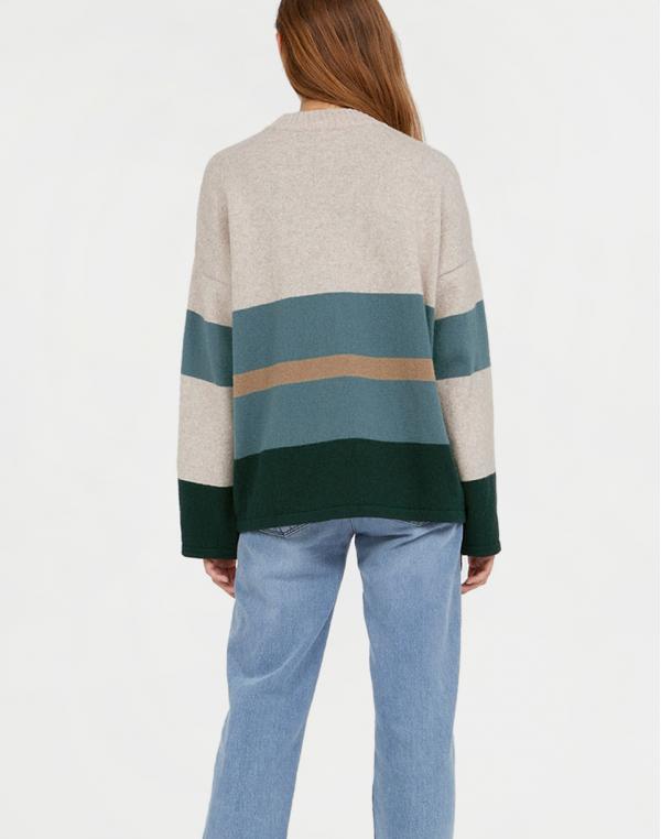 Armedangels Gretaa Block Stripes deep lake-soft moss M