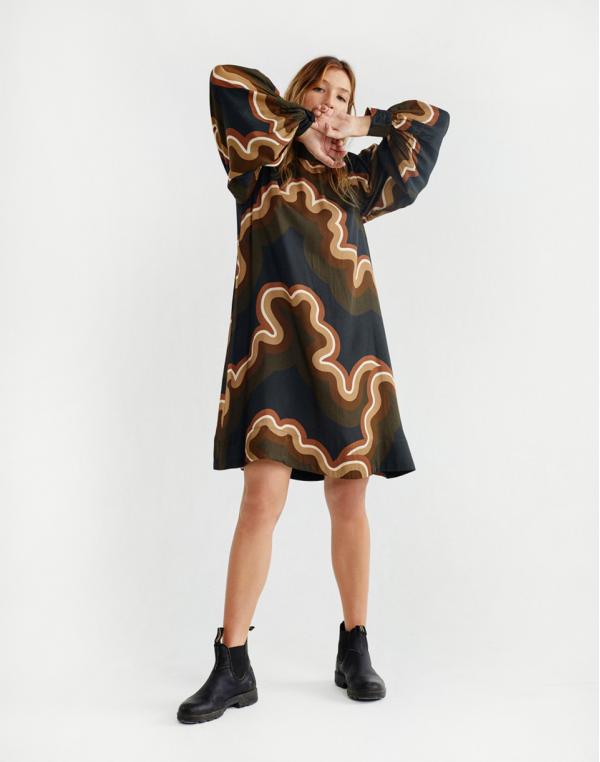 Thinking MU Psychedelic Black Flora Dress Black S