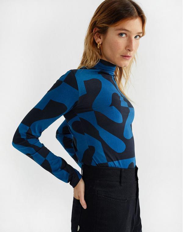 Thinking MU Zabawa Black Ellen L/s Top Navy XS