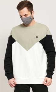 FRED PERRY Chevron Sweatshirt bílá / světle zelená / černá
