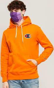 Champion Satin C Logo Cotton Terry Hoodie oranžová