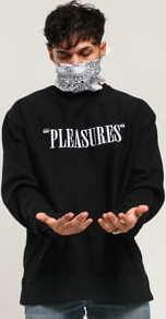 PLEASURES Balance Embroidered Premium Crewneck černá