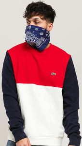 LACOSTE Colourblock Crewneck červená / bílá