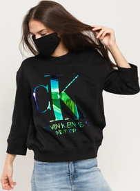 CALVIN KLEIN JEANS W Iridescent Monogram Crewneck černá