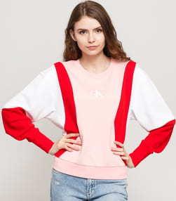 CALVIN KLEIN JEANS W Color Block Crew Neck růžová / červená / bílá