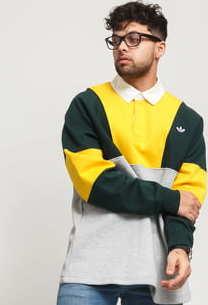 adidas Originals Rugby Shirt melange šedé / žluté / tmavě zelené