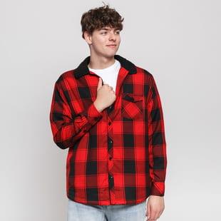 Urban Classics Sherpa Lined Shirt Jacket červená / černá