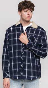 Urban Classics Sherpa ined Shirt Jacket navy / bílá