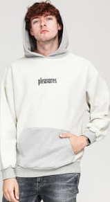 PLEASURES Logo Reverse Hoody krémová / melange šedá